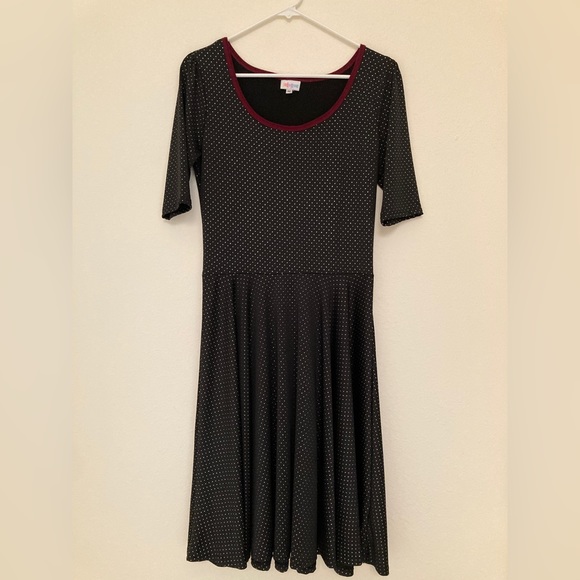 LuLaRoe Nicole Dress — Black with Metallic dots, size M. - Picture 1 of 7